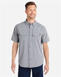 HUK H150183 Men's Creekbed Short Sleeve Shirt - Night Owl - model front