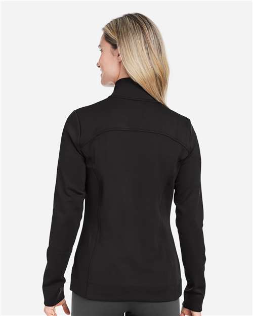 Fairway & Greene F12250 Women's Wells Tech Quarter-Zip Pullover - Black/ White - model back