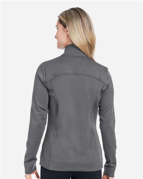 Fairway & Greene F12250 Women's Wells Tech Quarter-Zip Pullover - Dark Shadow Grey Heather - model back