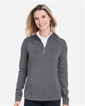 Fairway & Greene F12250 Women's Wells Tech Quarter-Zip Pullover - Dark Shadow Grey Heather - model front