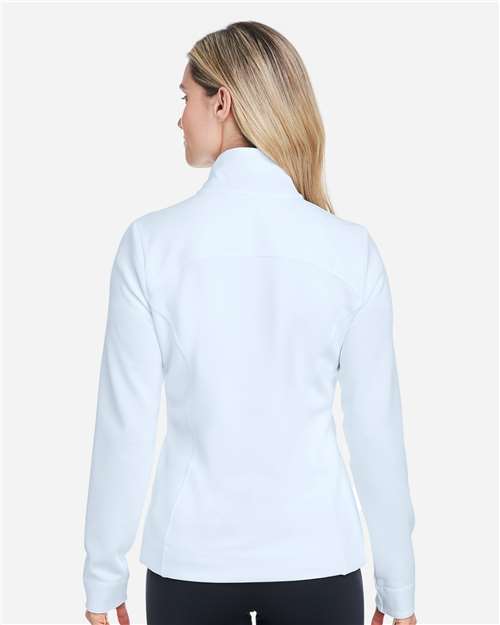Fairway & Greene F12250 Women's Wells Tech Quarter-Zip Pullover - Dream/ White - model back