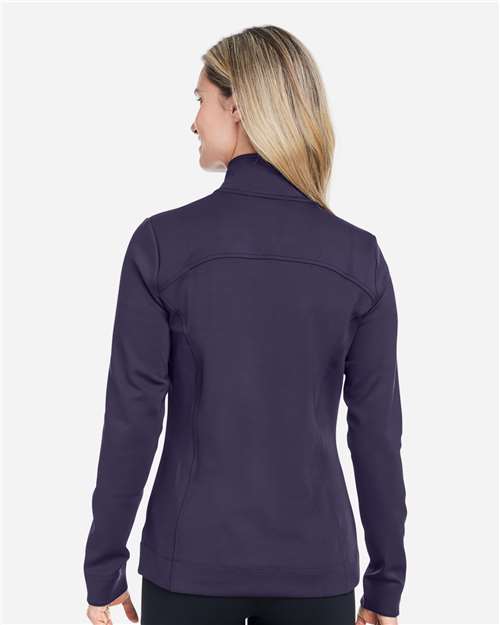Fairway & Greene F12250 Women's Wells Tech Quarter-Zip Pullover - Eclipse/ White - model back