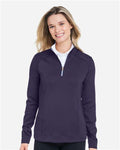 Fairway & Greene F12250 Women's Wells Tech Quarter-Zip Pullover - Eclipse/ White - model front