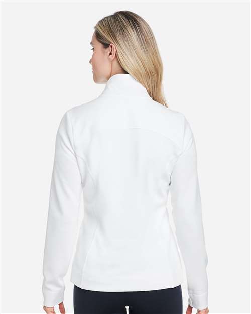 Fairway & Greene F12250 Women's Wells Tech Quarter-Zip Pullover - White/ Eclipse - model back