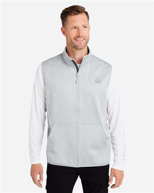 HUK H130099 Men's Coldfront+ Vest - Harbor Mist Heather - model front