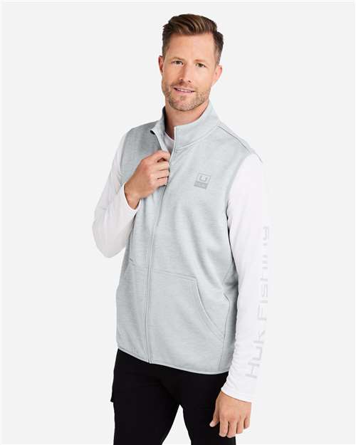 HUK H130099 Men's Coldfront+ Vest - Harbor Mist Heather - model side