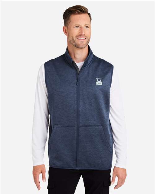 HUK H130099 Men's Coldfront+ Vest - Naval Academy Heather - model front