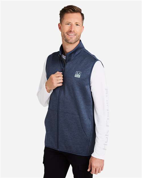 HUK H130099 Men's Coldfront+ Vest - Naval Academy Heather - model side