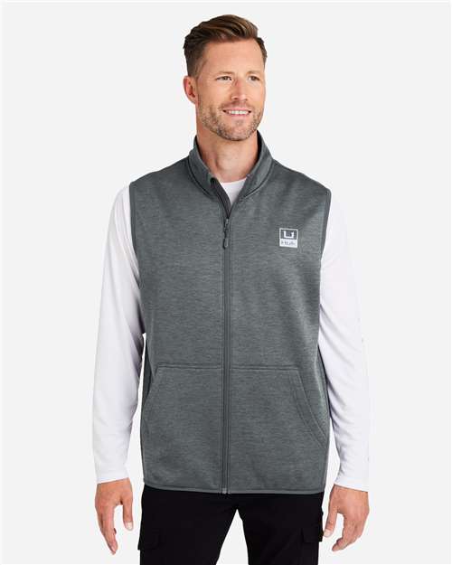 HUK H130099 Men's Coldfront+ Vest - Volcanic Ash Heather - model front
