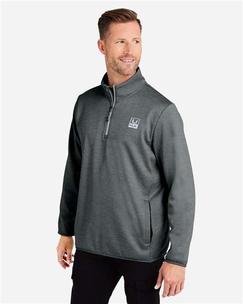HUK H130098 Men's Coldfront+ Quarter-Zip Pullover - Volcanic Ash Heather - model side