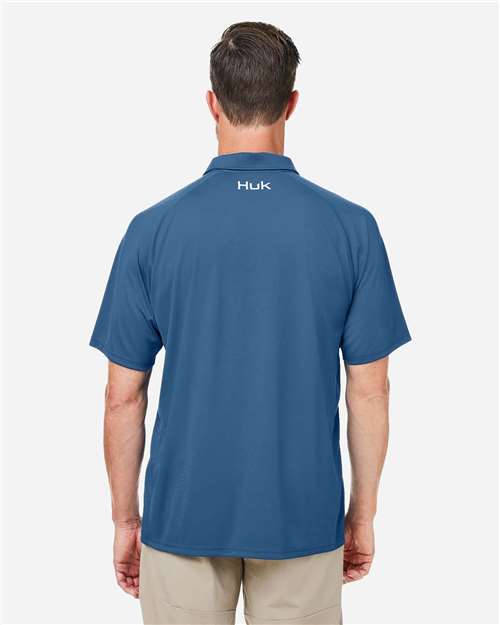 HUK H12L005 Men's LoPro Solid Performance Polo - Sargasso Sea - model back