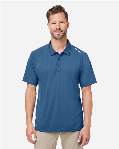 HUK H12L005 Men's LoPro Solid Performance Polo - Sargasso Sea - model front