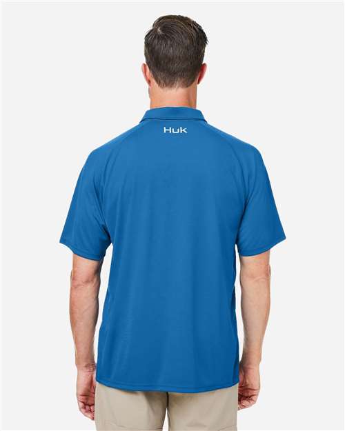 HUK H12L005 Men's LoPro Solid Performance Polo - Set Sail - model back