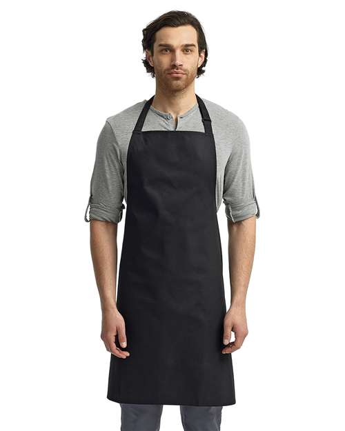 Artisan Collection by Reprime RP150 Recycled Bib Apron - Black - model front