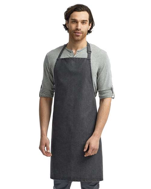 Artisan Collection by Reprime RP150 Recycled Bib Apron - Black Denim - model front