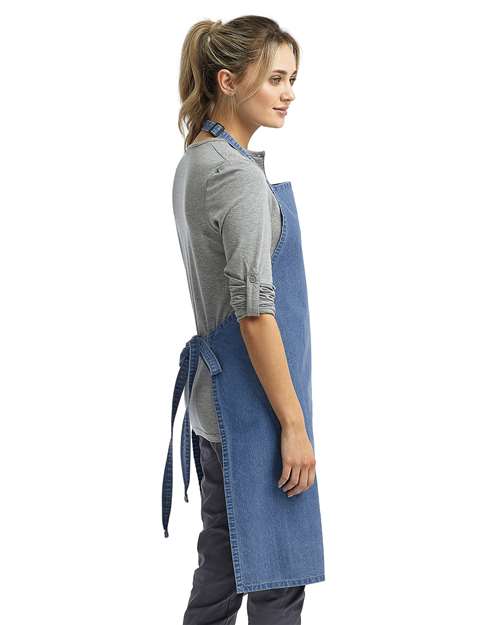 Artisan Collection by Reprime RP150 Recycled Bib Apron - Denim Blue - model side