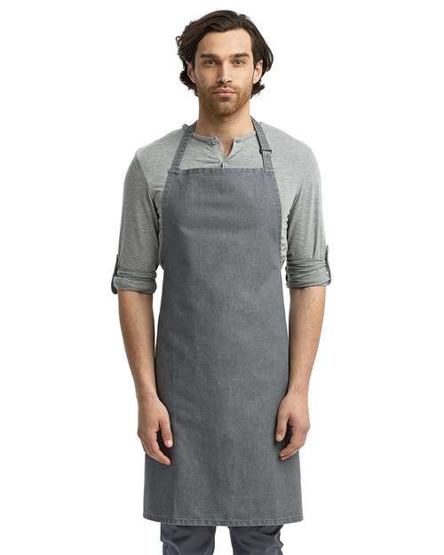 Artisan Collection by Reprime RP150 Recycled Bib Apron - Grey Denim - model front