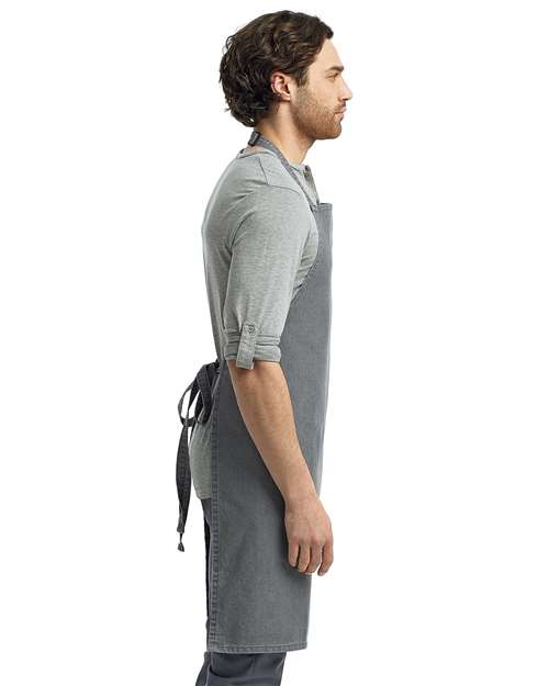 Artisan Collection by Reprime RP150 Recycled Bib Apron - Grey Denim - model side