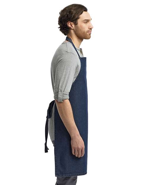 Artisan Collection by Reprime RP150 Recycled Bib Apron - Indigo Denim - model side