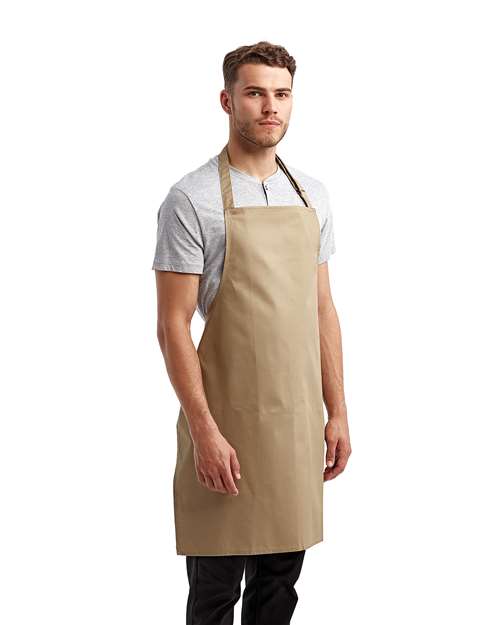 Artisan Collection by Reprime RP150 Recycled Bib Apron - Khaki - model side