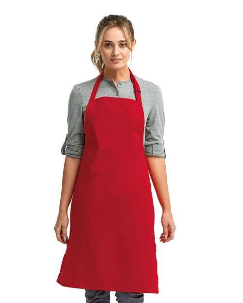 Artisan Collection by Reprime RP150 Recycled Bib Apron - Red - model front