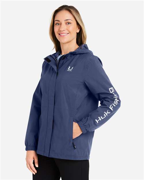 HUK H640027 Women's Storm Rain Jacket - Naval Academy - model side