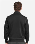 Fairway & Greene C11512 Men's Caves Tech Quarter-Zip Pullover - Black/ Dark Shadow Grey Heather - model back