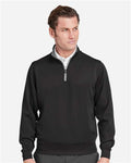Fairway & Greene C11512 Men's Caves Tech Quarter-Zip Pullover - Black/ Dark Shadow Grey Heather - model front
