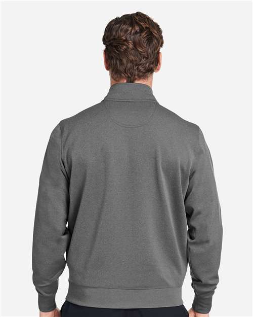 Fairway & Greene C11512 Men's Caves Tech Quarter-Zip Pullover - Dark Shadow Grey Heather - model back
