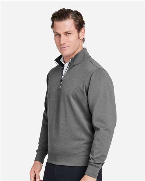 Fairway & Greene C11512 Men's Caves Tech Quarter-Zip Pullover - Dark Shadow Grey Heather - model side