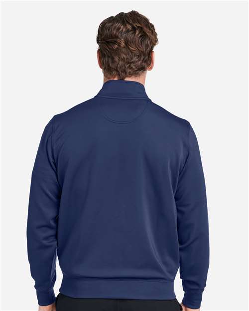 Fairway & Greene C11512 Men's Caves Tech Quarter-Zip Pullover - Marine - model back
