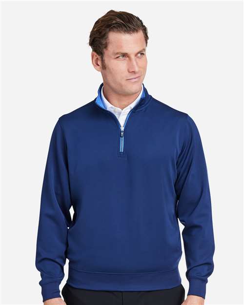 Fairway & Greene C11512 Men's Caves Tech Quarter-Zip Pullover - Marine - model front