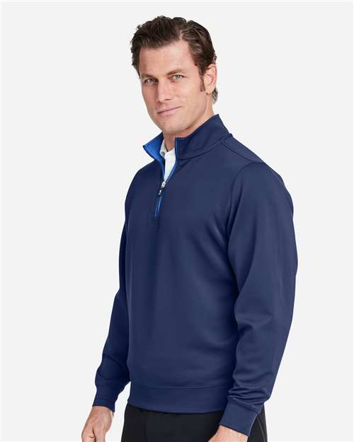 Fairway & Greene C11512 Men's Caves Tech Quarter-Zip Pullover - Marine - model side