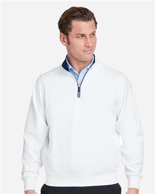 Fairway & Greene C11512 Men's Caves Tech Quarter-Zip Pullover - White - model front
