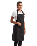 Artisan Collection by Reprime RP154 Recycled Pocket Bib Apron - Black - model side