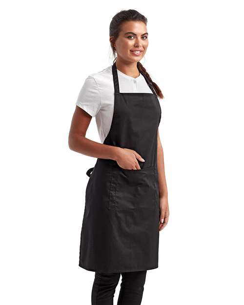 Artisan Collection by Reprime RP154 Recycled Pocket Bib Apron - Black - model side