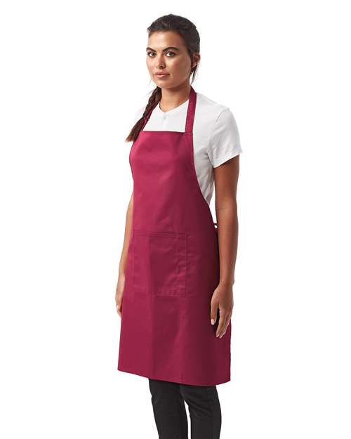 Artisan Collection by Reprime RP154 Recycled Pocket Bib Apron - Burgundy - model side