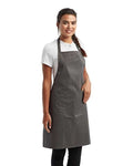 Artisan Collection by Reprime RP154 Recycled Pocket Bib Apron - Dark Grey - model side
