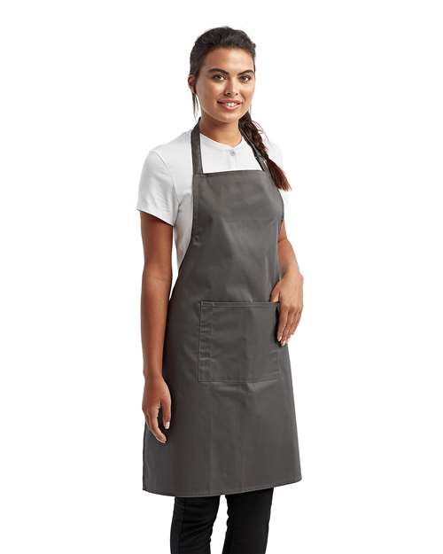 Artisan Collection by Reprime RP154 Recycled Pocket Bib Apron - Dark Grey - model side