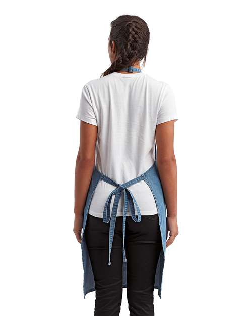 Artisan Collection by Reprime RP154 Recycled Pocket Bib Apron - Denim Blue - model back