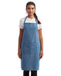 Artisan Collection by Reprime RP154 Recycled Pocket Bib Apron - Denim Blue - model front