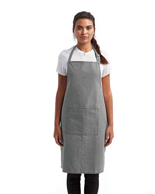 Artisan Collection by Reprime RP154 Recycled Pocket Bib Apron - Grey Denim - model front