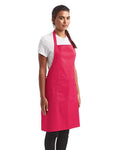 Artisan Collection by Reprime RP154 Recycled Pocket Bib Apron - Hot Pink - model side