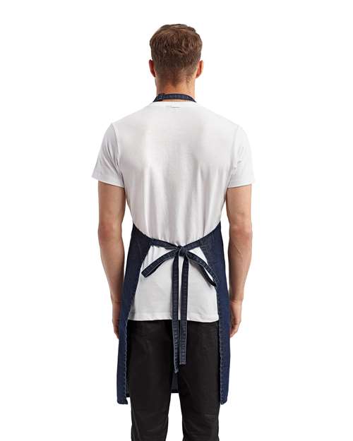 Artisan Collection by Reprime RP154 Recycled Pocket Bib Apron - Indigo Denim - model back