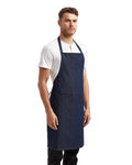Artisan Collection by Reprime RP154 Recycled Pocket Bib Apron - Indigo Denim - model side