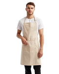 Artisan Collection by Reprime RP154 Recycled Pocket Bib Apron - Natural - model front
