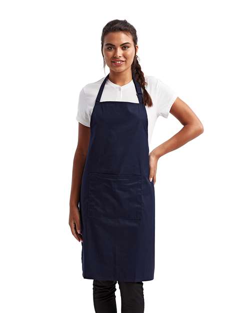 Artisan Collection by Reprime RP154 Recycled Pocket Bib Apron - Navy - model front