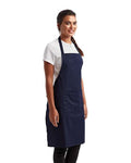 Artisan Collection by Reprime RP154 Recycled Pocket Bib Apron - Navy - model side