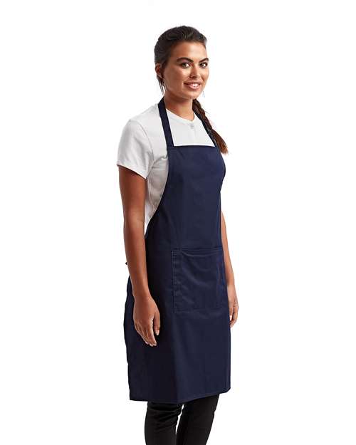 Artisan Collection by Reprime RP154 Recycled Pocket Bib Apron - Navy - model side