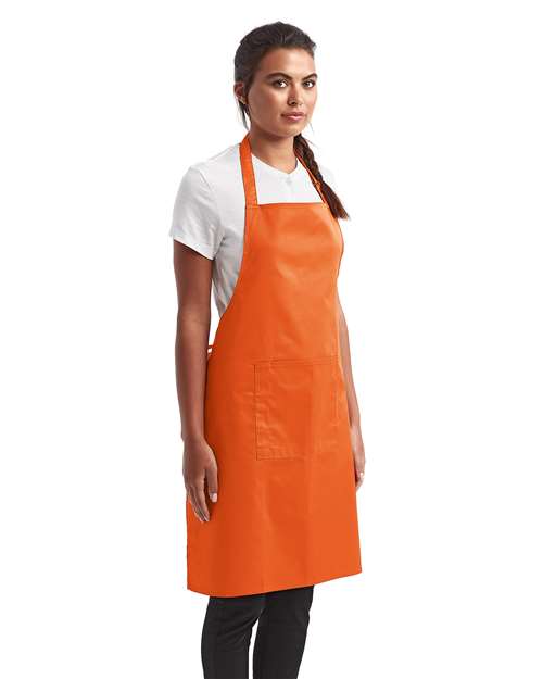 Artisan Collection by Reprime RP154 Recycled Pocket Bib Apron - Orange - model side